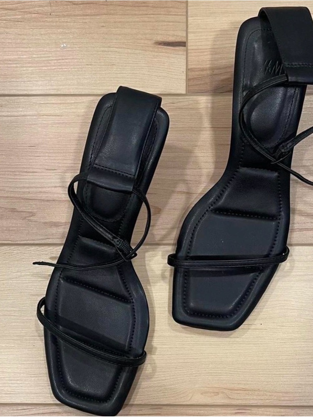Black Strappy Square-Toe Sandals - Women